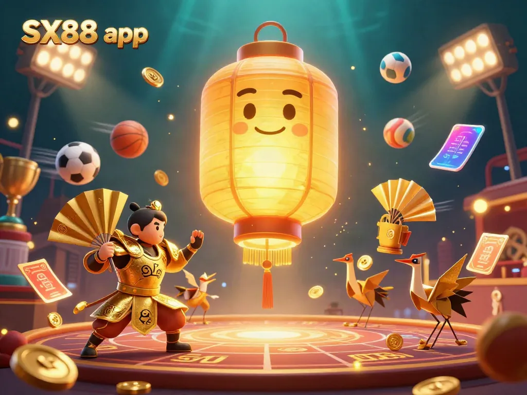 Engage with the SX88 app, featuring dynamic characters and vibrant gaming elements.